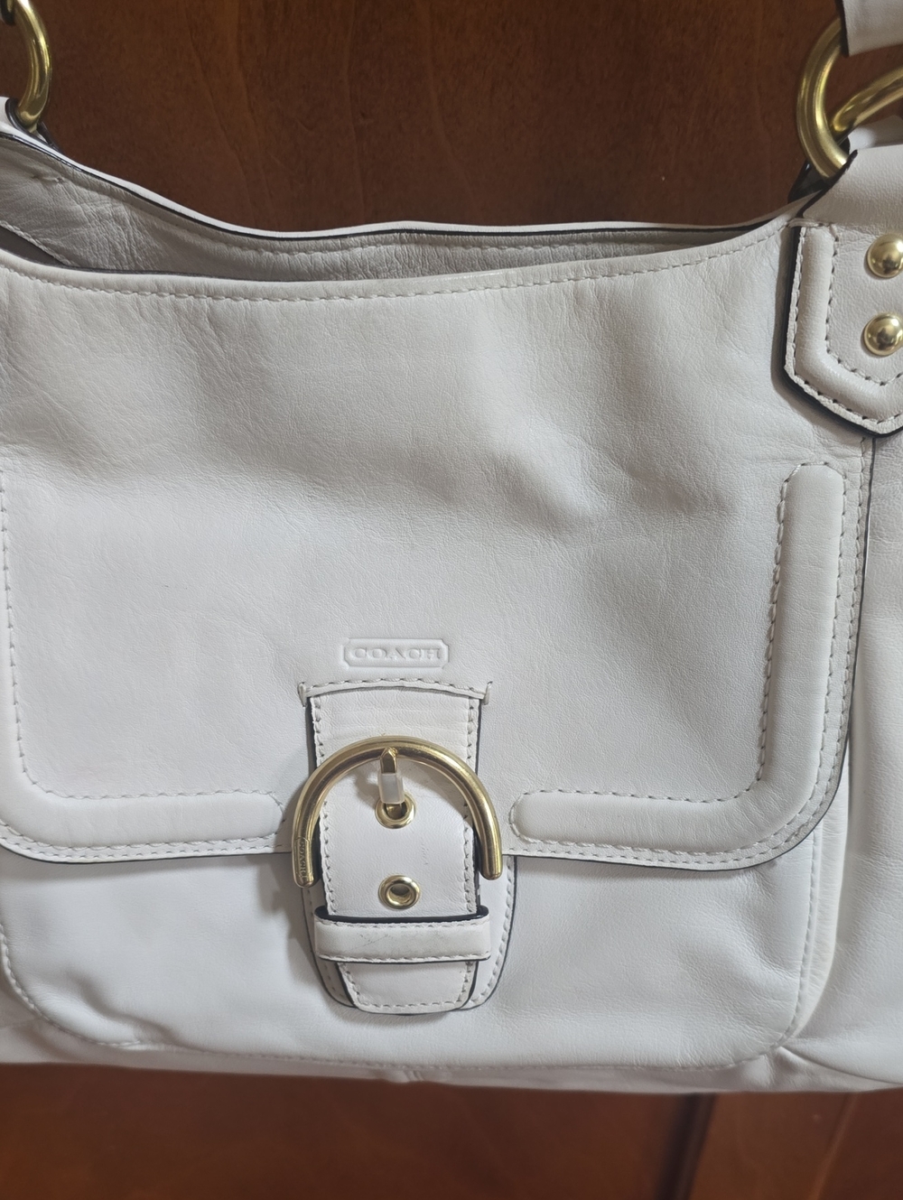 Coach Cream Shoulder Bag with Buckle Detail - Picture 2 of 5